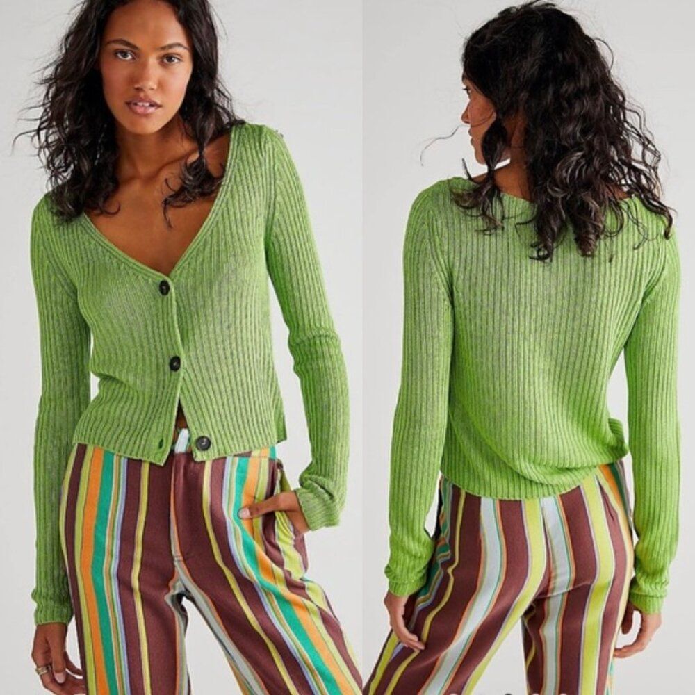 Free People Game On Cardi in Green Size XS NWOT $78